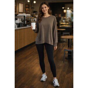 Luxa Lux Lounge Top XL Draped  Minimalist Stretch Knit Neutral Chic